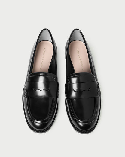 Rachel Black Leather Loafer in black leather.
