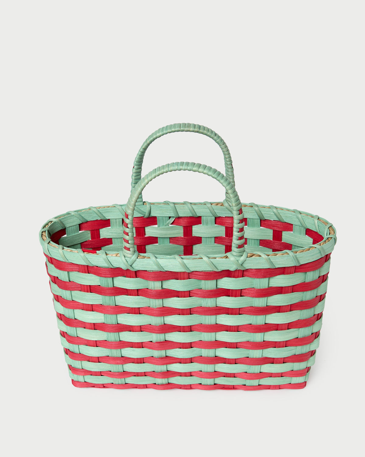 LR X Underwater Weaving Mint/Red Basket Tote