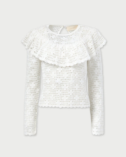 Abigail Top in hand crocheted cream cotton.