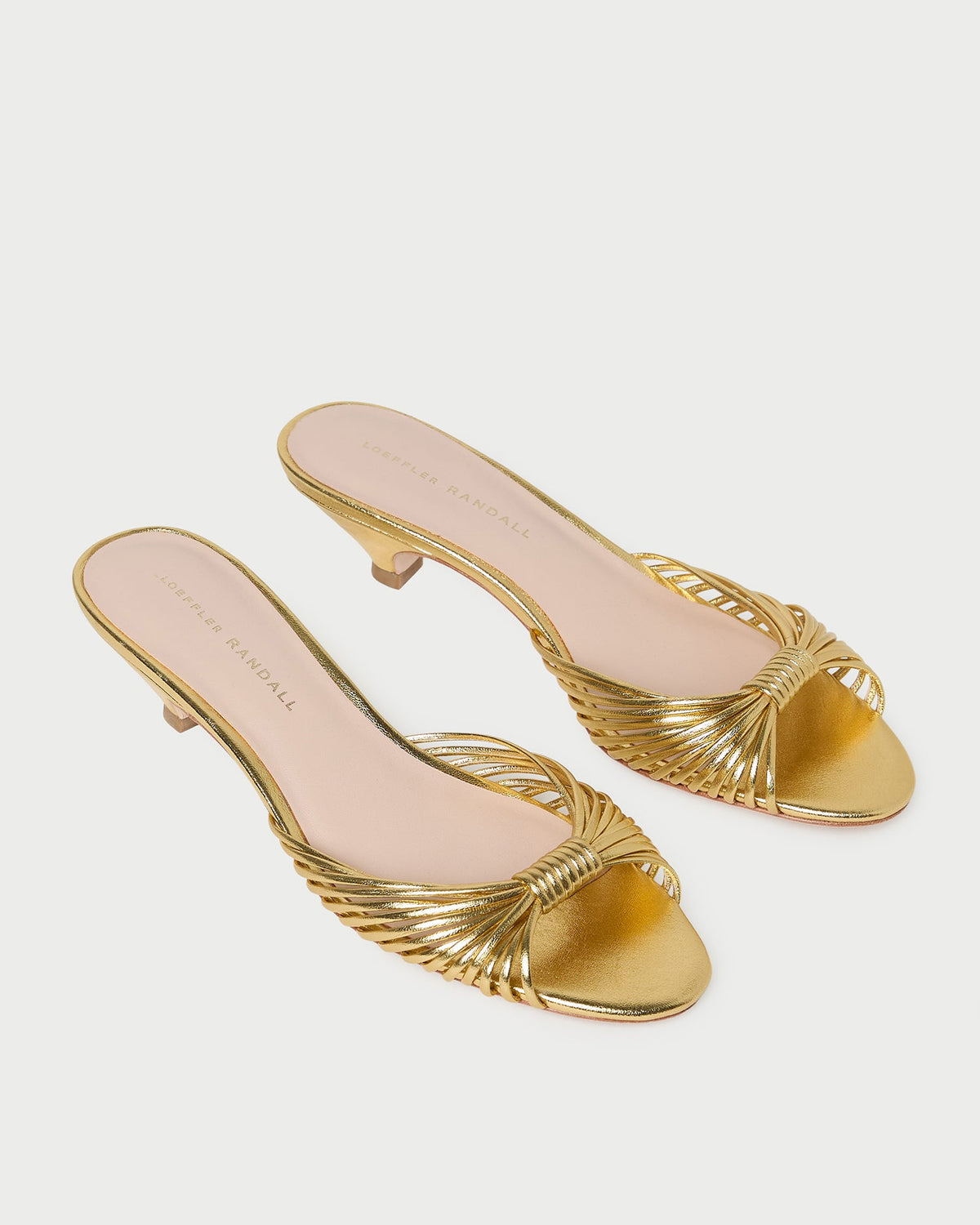 Dixie Gold Leather Kitten Heel in gold metallic leather.