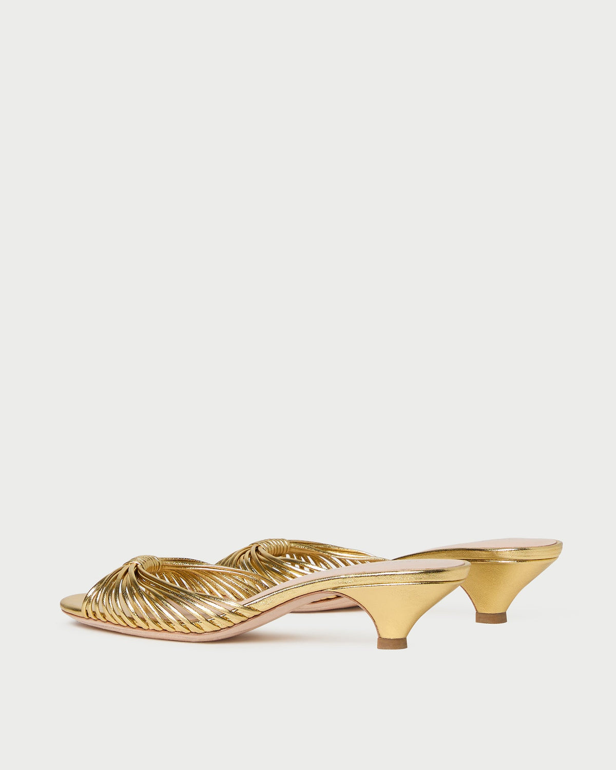 Dixie Gold Leather Kitten Heel in gold metallic leather.