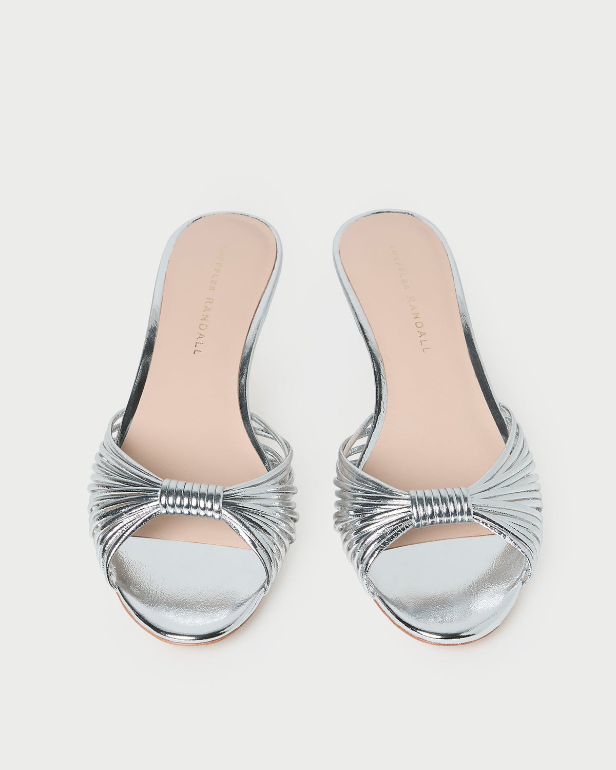 Dixie Silver Leather Kitten Heel in silver metallic leather.