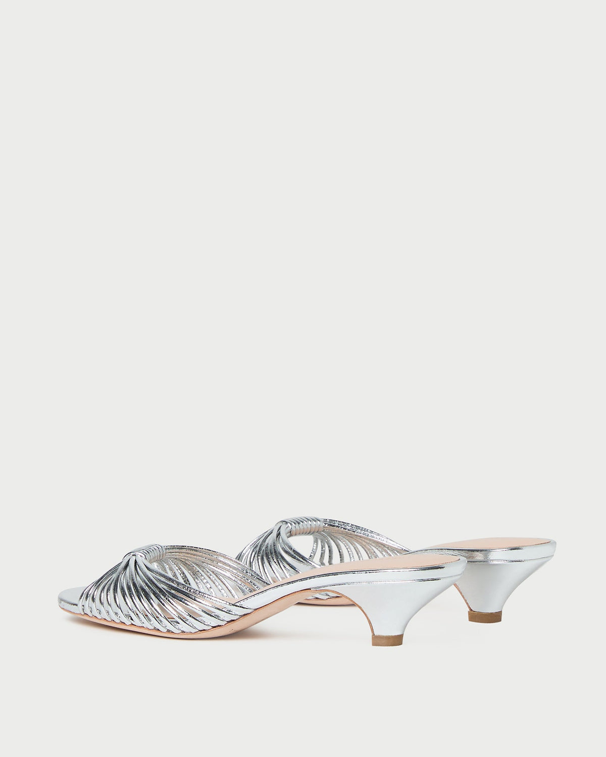 Dixie Silver Leather Kitten Heel in silver metallic leather.