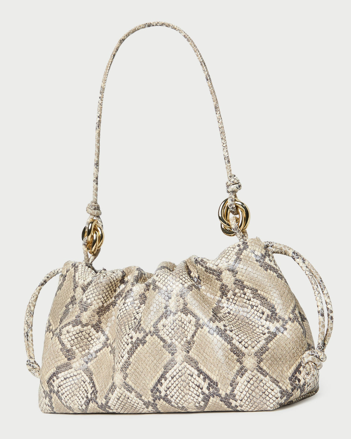 Kiri Snake Leather Shoulder Bag with gold hardware.