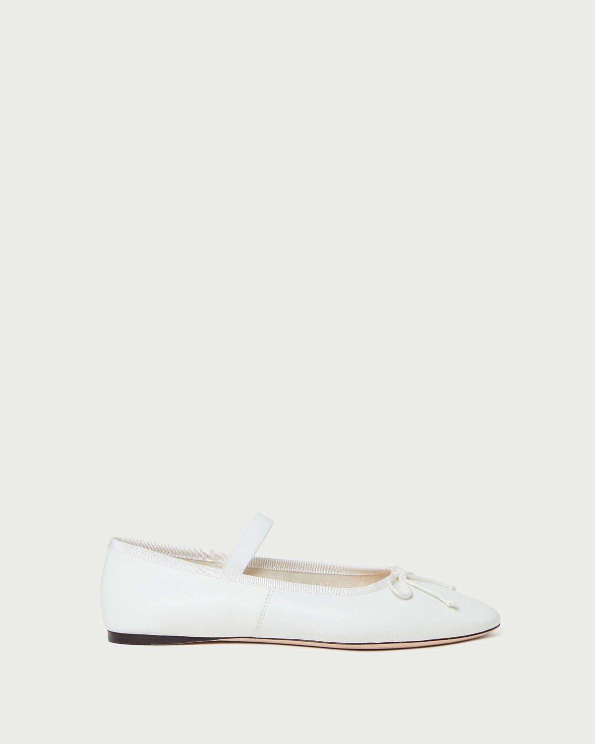 Leonie Ivory Leather Ballet Flat in ivory cream leather.