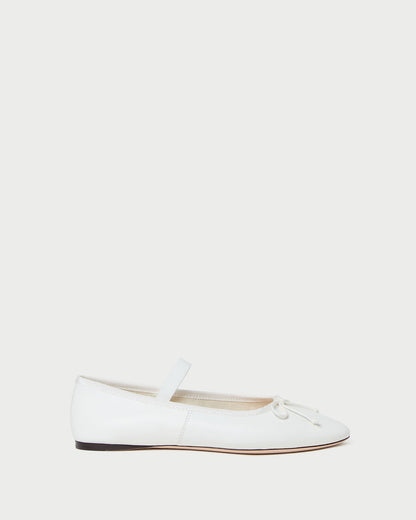Leonie Ivory Leather Ballet Flat in ivory cream leather.