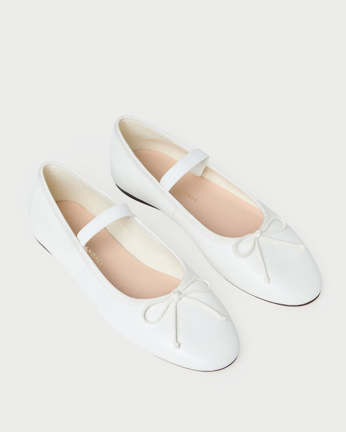 Leonie Ivory Leather Ballet Flat in ivory cream leather.