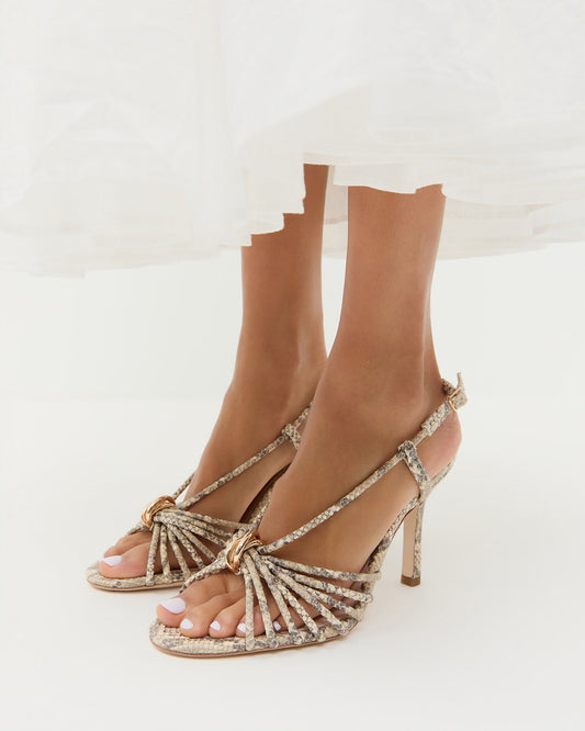 Mareka Snake Leather Heeled Sandal