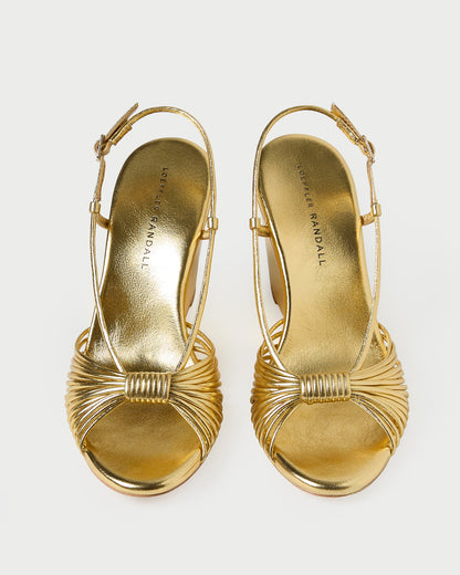 Marren Gold Leather Wedge in gold metallic leather.