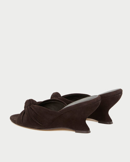 Marsy Brown Suede Knot Wedge