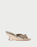Marsy Knot Wedge in Champagne Leather