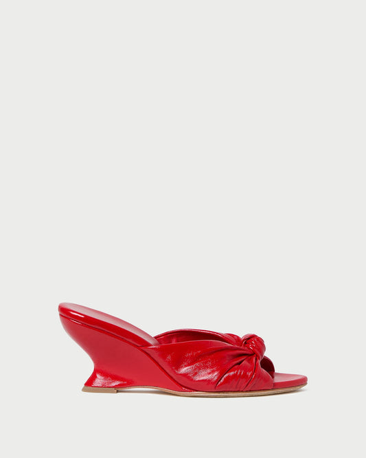 Marsy Leather Knot Wedge in Red