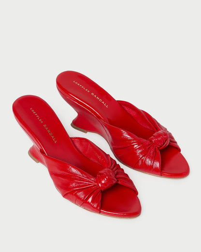 Marsy Leather Knot Wedge in Red