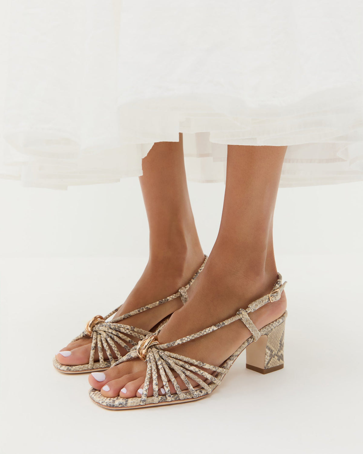Minna Snake Leather Heeled Sandal